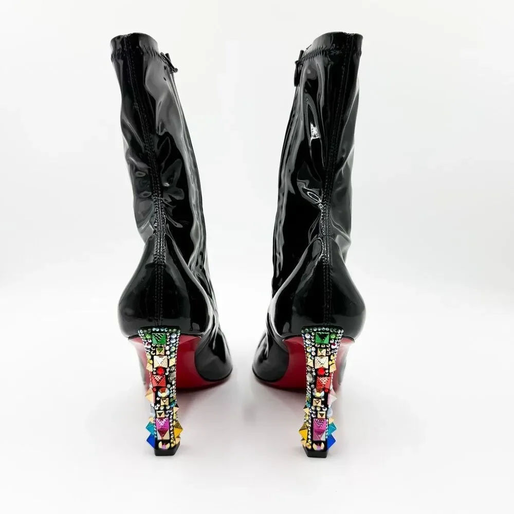 Christian Louboutin x Marvel Patent Leather Embellished Boots EU 36.5 US 6.5